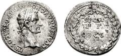 GAIUS (CALIGULA). 37-41 AD. AR Denarius (3.62 g, 6h). Rome mint. Struck January 41 AD. C CAESAR AVG PON M TR POT IIII COS IIII, laureate head of Gaius (Caligula) right / S P Q R/P P/OB C S in three li