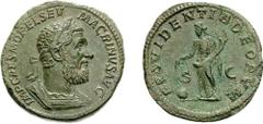 MACRINUS. 217-218 AD Æ Sestertius (23.51 g, 12h). Struck July 217-March 218 AD. IMP CAES M OPEL SEV MACRINVS AVG, laureate and cuirassed bust right, with long beard, seen from front / PROVIDENTIA DEOR