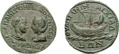 GORDIAN III, with TRANQUILLINA. 238-244 AD. Æ 25mm (10.56 g, 1h). Anchialus in Thrace mint. Struck 241-244 AD. AUT K M ANT GORDIANOC AVG (AV ligate) CEB, TRANKVL/LEINAin two lines in exergue, laureat