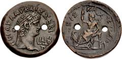 The Staffieri Collection EGYPT, Alexandria. Nero. AD 54-68. Æ Drachm (38mm, 36.04 g, 12h). Dated RY 14 (AD 67/68). NEPΩ KΛAV KAIΣ ΣEB ΓEP AV, laureate head right; L I∆ (date) below chin / ΖΕΥΣ ΚΑΠΕΤ[Ω