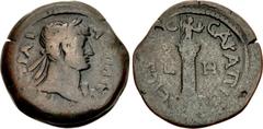 The Staffieri Collection EGYPT, Alexandria. Hadrian. AD 117-138. Æ Drachm (34mm, 23.09 g, 12h). Dated RY 8 (AD 123/124). ΑΥΤ KAI ΤΡΑΙ ΑΔΡΙΑ CЄΒ, laureate bust right, slight drapery / ЄΙC Ζ[ЄΥ]C CΑΡΑΠΙ