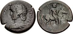 The Staffieri Collection EGYPT, Alexandria. Antinoüs. Died AD 130. Æ Hemidrachm (28mm, 12.81 g, 12h). Dated RY 21 of Hadrian (AD 136/137). ANTINOOV HPωOC, draped bust left, wearing hem-hem crown / Ant
