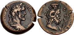 The Staffieri Collection EGYPT, Alexandria. Antoninus Pius. AD 138-161. Æ Drachm (34mm, 23.08 g, 12h). Dated RY 5 (AD 141/142). AVT K T AIΛ A∆P ANTωNINOC [ЄV]CЄB, laureate, draped, and cuirassed bust 