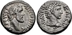 The Staffieri Collection EGYPT, Alexandria. Antoninus Pius, with Marcus Aurelius as Caesar. AD 138-161. BI Tetradrachm (24mm, 12.88 g, 12h). Dated RY 7 (AD 143/144). ANTωNINOC CЄ B ЄYCЄB, laureate hea