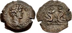 The Staffieri Collection EGYPT, Alexandria. Marcus Aurelius. As Caesar, AD 139-161. Æ Hemidrachm (30mm, 11.27 g, 12h). Dated RY 17 of Antoninus Pius (AD 153/154). M AV[P]HΛIOC KA [IC]AP, bareheaded an