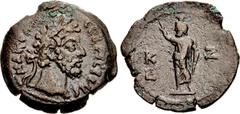 The Staffieri Collection EGYPT, Alexandria. Commodus. AD 177-192. Æ Diobol (25mm, 9.01 g, 12h). Dated RY 27 of Marcus Aurelius (AD 186/187). M A KO [ANT]ω CЄB ЄVCЄBHC, laureate head right / Sarapis st
