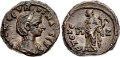The Staffieri Collection EGYPT, Alexandria. Severina. Augusta, AD 270-275. Potin Tetradrachm (20mm, 8.23 g, 12h). Dated RY 7 of Aurelian (AD 275). OVΛΠ • CЄVH PINA • CЄB, draped bust right, wearing st