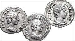 Roman Imperial Collection of Imperial silver of Severan women. AR Antoniniani and denarii. Includes the following: 4 Denarii of Julia Paula, 1 Denarius of Aquilia Severa, 2 Denarii of Julia Soaemias, 