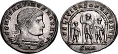 Roman Imperial Constantine I, with Constantine II and Constantius II Caesars. AD 307/310-337. AR Miliarense (23.5mm, 4.34 g, 6h). Nicomedia mint. Struck AD 326/7. CONSTANTINVS MAX AVG, pearl-diademed 