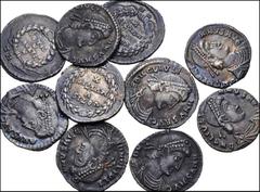 Large Lots ROMAN. Imperial. Lot of ten (10) Julian II. AD 360-363. AR Siliqua. Treveri (Trier) mint. All coins:Bust right // VOTIS/ V/ MVLTIS/ X within wreath. Mostly VF, some better. Deeply toned and
