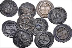 Large Lots ROMAN. Imperial. Lot of ten (10) Julian II. AD 360-363. AR Siliqua. Lugdunum (Lyon) mint. All coins: Bust right // VOTIS/ V/ MVLTIS/ X within wreath. Mostly VF, some better. Deeply toned an