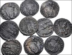Large Lots ROMAN. Imperial. Lot of ten (10) Valens. AD 364-378. AR Siliqua. Treveri (Trier) mint. All coins:Bust right // VRBS ROMA. Mostly VF, some better. Deeply toned and as found. LOT SOLD AS IS, 