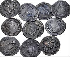 Large Lots ROMAN. Imperial. Lot of ten (10) Valens. AD 364-378. AR Siliqua. Treveri (Trier) mint. All coins:Bust right // VRBS ROMA. Mostly VF, some better. Deeply toned and as found. LOT SOLD AS IS, 