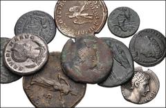 Large Lots ROMAN. Provincial-Imperial. Lot of ten (10) AR, BI and Æ . Includes: Provincial issues of Augustus, Vespasian from Alexandria, Philip I from Antioch, and Gallienus from Cyzicus. Imperial is