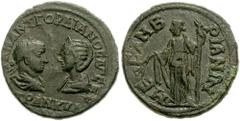 THRACE, Messembria. Gordian III and Tranquillina. 238-244 AD. Æ 26mm (11.58 g). Confronted busts of Gordian, laureate, draped and cuirassed and Tranquillina, diademed and draped / Demeter standing lef