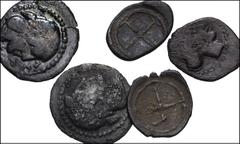 GREEK. Magna Graecia & Sicily. Lot of five (5) Syracusan AR Litrai. Includes: Boehringer nos. 66 // 291 // 419 // 426 // 716. Fine or better, all toned or with find patinas, one broken and repaired. L