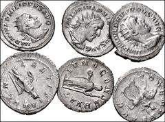 ROMAN. Imperial. Lot of six (6) AR Antoniniani from Gordian III to Trajan Decius. Includes: Gordian III (1) // Philip I (3) // Otacilia Severa (1) // Trajan Decius (1). VF, granular surfaces. LOT SOLD