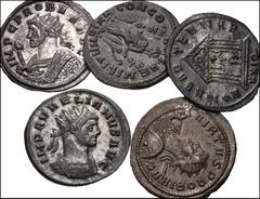 ROMAN. Imperial. Lot of five (5) Antoniniani from Aurelian to Probus. Includes: Aurelian (1) // Severina (1) // Probus (3). Good VF to Near EF, some silvering. LOT SOLD AS IS, NO RETURNS. Five (5) coi