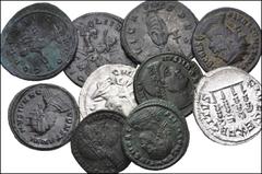 ROMAN. Imperial. Lot of ten (10) silver and bronze coins. Includes: Philip I. AR Antoninianus (1) // Herennius Etruscus. AR Antoninianus (1) // Tacitus. Æ Antoninianus (1) // Probus. Æ Antoninianus (2