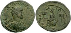 CILICIA, Mallus. Herennius Etruscus. 251 AD. Æ 33mm (18.09 g, 7h). Radiate, draped and cuirassed bust right / Tyche seated left between legionary standards marked S and C, two river gods at feet. SNG 