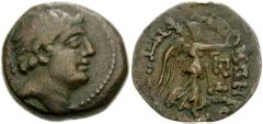 CILICIA, Soli-Pompeiopolis. After 66 BC. Æ 20mm (6.82 g, 12h). Bare head of Pompey (or M. Antony?) right; A to left / Nike advancing right, holding wreath and palm. SNG Levante 880 (this coin); SNG Fr
