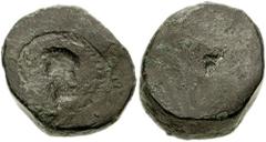 Roman Period Bronze Forger’s Die . (29mm diameter, 8mm thick, 54.50 g). A die for a copy of a silver denarius of Nero, 54-68 AD. The face of the die is engraved with a left-facing head of Nero (right-