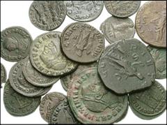 MIXED . Lot of twenty-one Æ. Majority are Family of Constantine I, but lot includes as of Domitian, sestertius of Otacilia Severa, antoninianus of Claudius II Gothicus, and folles of Maximianus, Galer