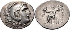 Greek LYCIA, Phaselis. Circa 221/0-189/8 BC. AR Tetradrachm (33.5mm, 16.75 g, 12h). In the name and types of Alexander III of Macedon. Head of Herakles right, wearing lion skin / Zeus Aëtophoros seate