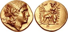 Greek KINGS of THRACE. Lysimachos. 305-281 BC. AV Stater (18mm, 8.51 g, 9h). Pella mint. Struck circa 286-282 BC. Diademed head of the deified Alexander right, with horn of Ammon / Athena Nikephoros s