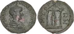 Roman Provincial LYCIA, Myra. Gordian III. AD 238-244. Æ (31mm, 16.90 g, 6h). Laureate, draped, and cuirassed bust right / Cult statue of Artemis Eleuthera; phiale to lower left; all within distyle te