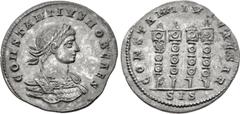 Roman Imperial Constantius II. As Caesar, AD 324-337. AR Miliarensis (24mm, 4.42 g, 7h). Siscia mint. Struck AD 326-327. CONSTANTIVS NOB CAES, laureate and cuirassed bust right / CONSTANTIVS CAESAR, f