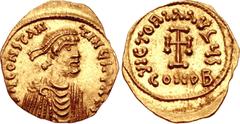 Byzantine Constans II. 641-668. AV Tremissis (16mm, 1.44 g, 6h). Constantinople mint. Struck 641-66. Diademed, draped, and cuirassed bust right / Cross potent set on base. DOC 45; MIB 51; SB 984; Bout