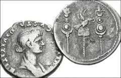 [Roman Provincial] CISTOPHORIC TETRADRACHM LOT. Lot of two (2) Cistophoric Tetradrachms. Lot includes: Titus. 79-81 AD. Laureate head right / Legionary eagle between two standards. RSC 398 // Julia Ti