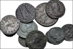 Large Lots ROMAN. Imperial. Lot of thirteen (13) 3rd and 4th century bronzes. Includes: Severina // Tacitus (2 coins) // Carus // Maximianus // Constantine I (2 coins) // Fausta // Helena (3 coins) //
