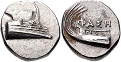 Greek LYCIA, Phaselis. 4th century BC. AR Stater (20mm, 10.43 g, 7h). Prow of galley right / Stern of galley left; ΦAΣH above. Heipp-Tamer Series 6, unlisted variety; for others, see: CNG 102, lot 539