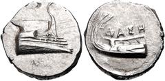 Greek LYCIA, Phaselis. 4th century BC. AR Stater (22mm, 10.44 g, 12h). Prow of galley right / Stern of galley left; ΦAΣH above. Heipp-Tamer Series 6, unlisted variety; for others, see: CNG 102, lot 53
