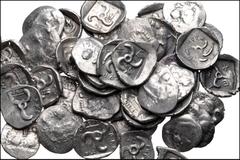 Large Lots GREEK. Asia Minor. Lot of fifty (50) Mithrapata AR Diobols. All coins: DYNASTS of LYCIA, Mithrapata. Circa 390-370 BC. AR Diobol. Facing lion's scalp / Triskeles within incuse square; vario