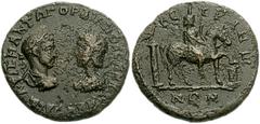 MOESIA INFERIOR, Istrus. Gordian III. AD 238-244. Æ 26mm - Pentassarion (11.04 g). Confronted busts of Gordian, laureate, draped and cuirassed and Tranquillina, diademed and draped, Great god on horse