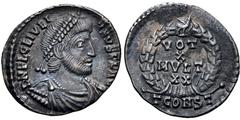 Roman Imperial Julian II. AD 360-363. AR Siliqua (18mm, 1.96 g, 12h). Decennalia issue. Arelate (Arles) mint, 3rd officina. Struck AD 362-363. Pearl-diademed, draped, and cuirassed bearded bust right 
