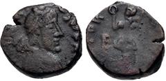Early Medieval & Islamic VANDALS. Pseudo-Imperial coinage. Circa 440-490. Æ (11mm, 1.91 g, 12h). Imitating Honorius. [H]ON[ORI]-VS P F[...], diademed, draped, and cuirassed bust right / Victory advanc