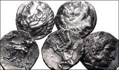 Large Lots CELTIC. Eastern European. Lot of five (5) AR Tetradrachms imitating Alexander III 'the Great'. Includes: Eastern Europe(?). Circa 2nd century BC. AR Tetradrachm. Head of Herakles right, wea