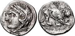 Greek CARTHAGE, Libyan Revolt. Circa 241-238 BC. BI Shekel (23mm, 7.32 g, 11h). Uncertain mint in northern Africa. Head of Herakles left, wearing lion skin / Lion standing right; Punic M above. Carrad