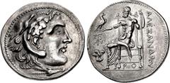 Greek ISLANDS off CARIA, Rhodos. Rhodes. Circa 205-190 BC. AR Tetradrachm (30.5mm, 15.49 g, 1h). In the name and types of Alexander III of Macedon. Ainetor(?), magistrate. Head of Herakles right, wear