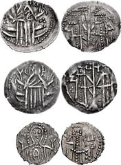 World BULGARIA, Second Empire. Ivan Šišman. 1371–1395. Lot of three (3) silver coins. Includes: (a) (18mm, 0.64 g, 6h). AR Groš. Veliko Turnovo mint. Christ standing facing before seat / Ivan Šišman a