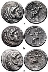 Greek SELEUKID EMPIRE. Antiochos I Soter. 281-261 BC. Lot of three (3) AR Tetradrachms. Susa mint. Head of Herakles right, wearing lion skin / Zeus Aëtophoros seated left; in left field, monogram; bel