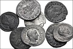 Large Lots ROMAN. Imperial. Lot of eight (8) miscellaneous denarii and antoniniani. Includes: Trajan. AR Denarius // Elagabalus. AR Denarius // Severus Alexander. AR Denarius // Philip I. AR Antoninia