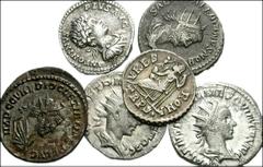 [Roman Imperial]Lot of Six Roman AR. Caracalla. 198-217 AD. AR Denarius. Laureate, draped and cuirassed bust right / Trophy and Parthian captives // Hostilian, as Caesar. 251 AD. Radiate and draped bu