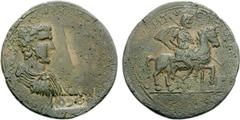 CARIA, Stratonicaea. Caracalla and Geta. AD 209-212. Æ 37mm (23.08 g, 12h). Leon, son of Alcaeus, prytanis. Laureate, draped, and cuirassed bust of Caracalla right, seen from behind, and [laureate, dr