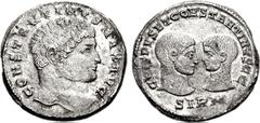 Constantine I, with Crispus and Constantine II. AD 307/310-337. AR Miliarense (5.32 g, 1h). Sirmium mint. Struck AD 320. Bare head of Constantine I right / Confronted heads of Crispus and Constantine 
