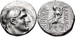 Greek SELEUKID EMPIRE. Demetrios I Soter. 162-150 BC. AR Tetradrachm (26mm, 16.55 g, 1h). Antioch on the Orontes mint. Dated SE 162 (151/0 BC). Diademed head right within laurel wreath border / Tyche,